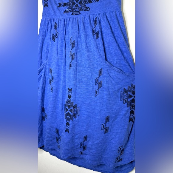 Express Strapless Aztec Embroidered Blue Dress with Pockets - Size M - Picture 4 of 7